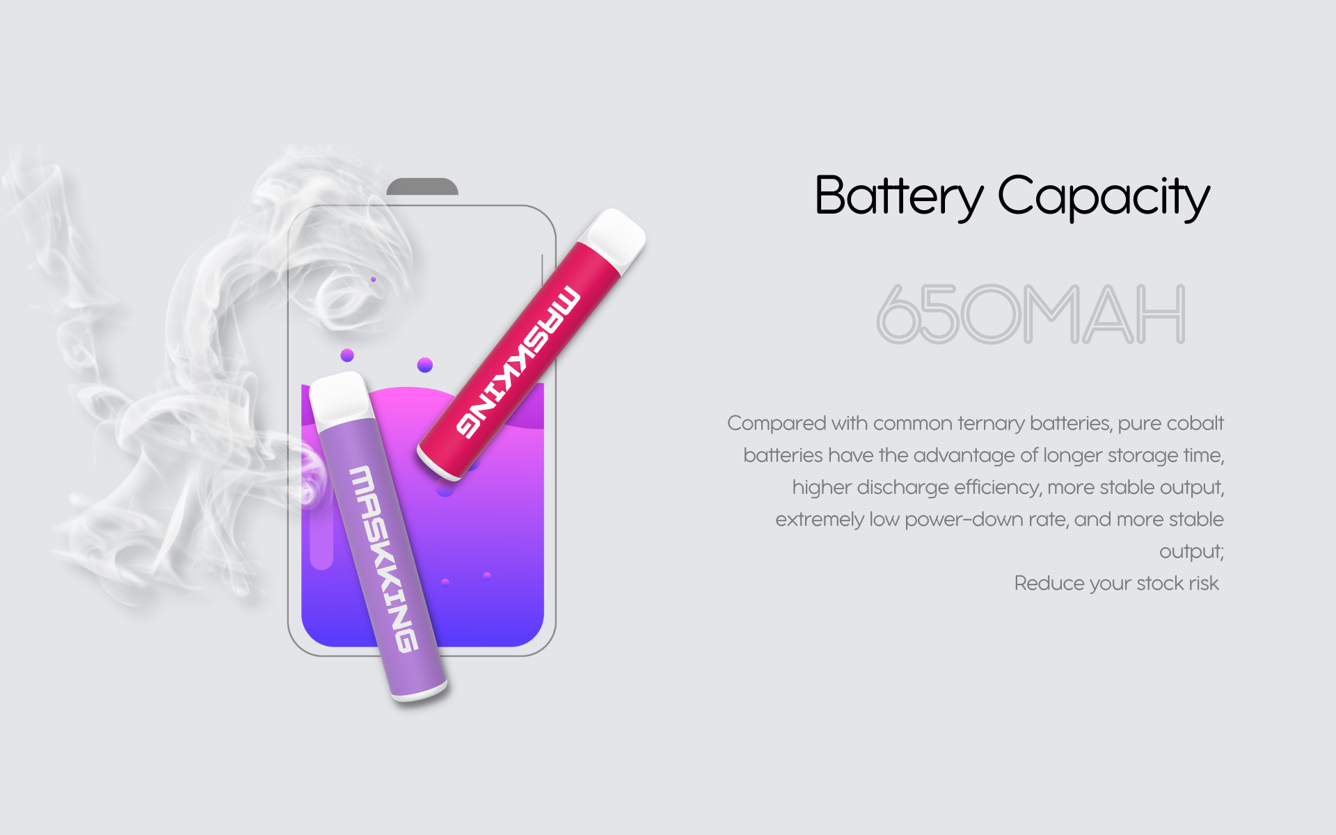 maskking high pro zero 650 mAh battery