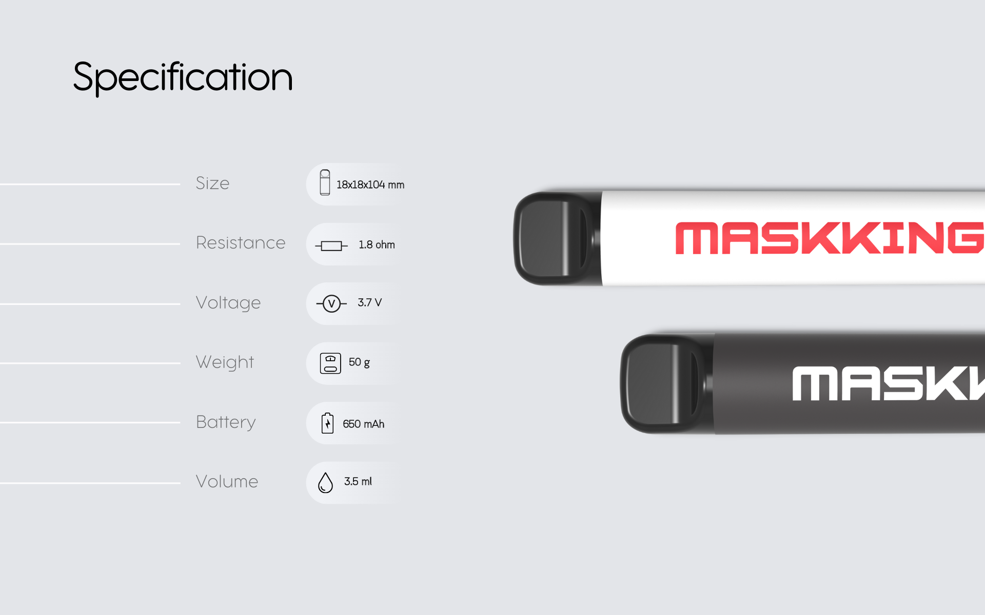 Specification of maskking high pro