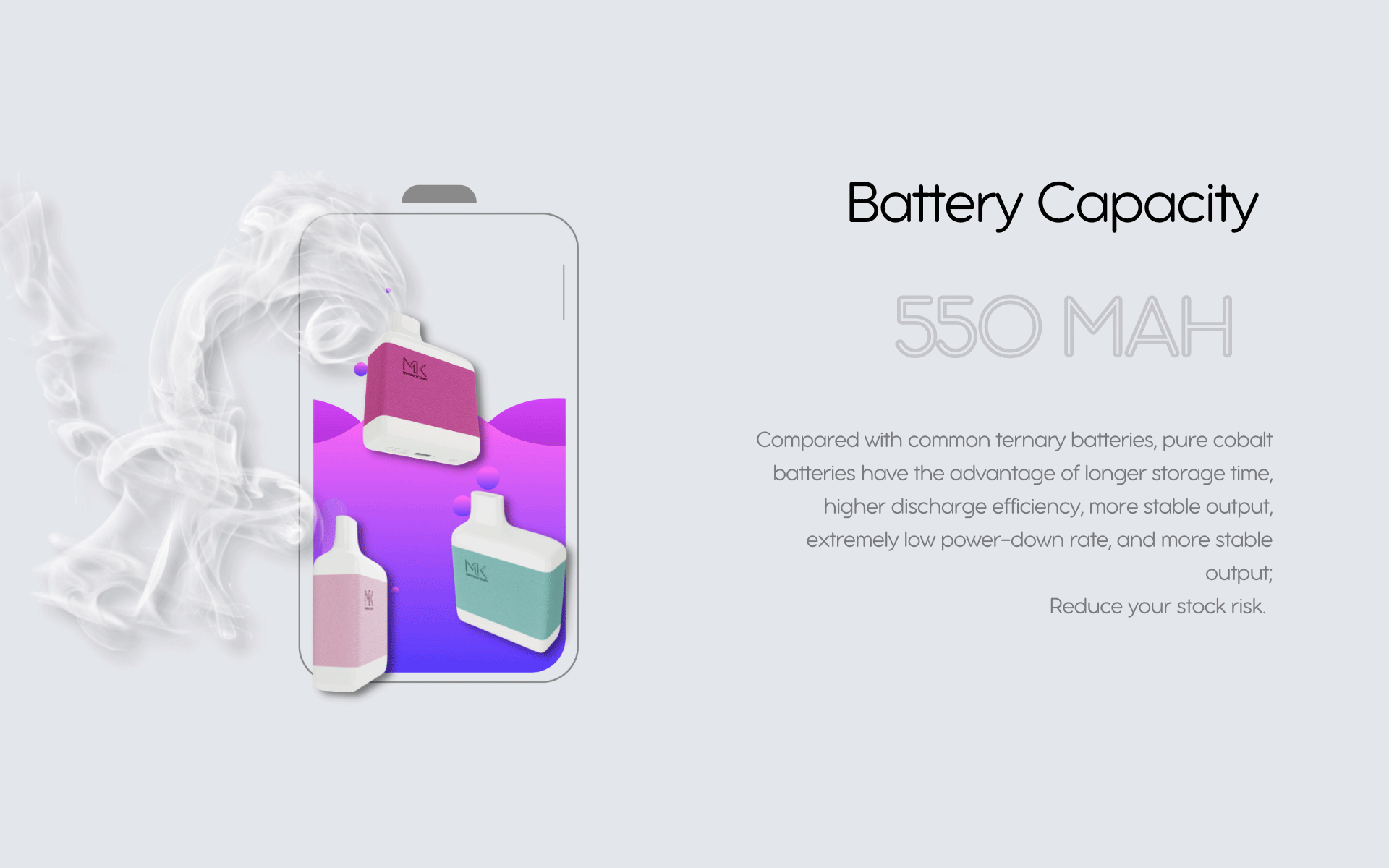 550 MAH battery capacity vape