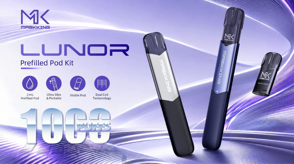 Maskking LUNOR ultra-slim 2ml refillable pod vape with visible e-liquid chamber.jpg
